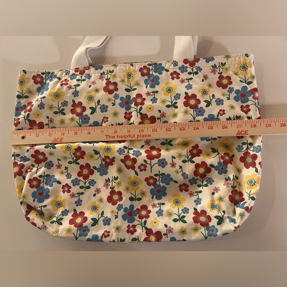 Vintage LeSportsac floral poppy reversible cream tote pockets retro boho - Picture 8 of 11